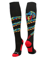 MadSportsStuff socks Black/Red / Large Crazy Snake Over the Calf Athletic Socks