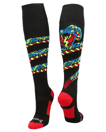 MadSportsStuff socks Black/Red / Large Crazy Snake Over the Calf Athletic Socks
