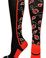 MadSportsStuff socks Black/Red / Large Crazy Socks with Ladybugs Over the Calf