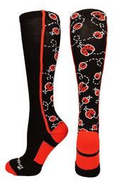 MadSportsStuff socks Black/Red / Large Crazy Socks with Ladybugs Over the Calf