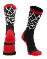MadSportsStuff socks Black/Red / Large Elite Basketball Socks with Net Crew length - made in the USA