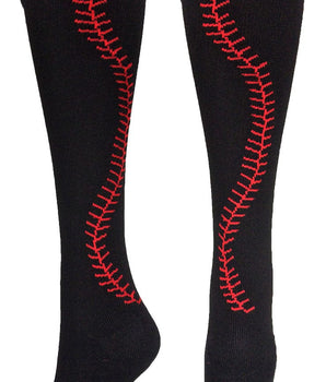 MadSportsStuff socks Black/Red / Large Softball Socks with Stitches Over the Calf (multiple colors)