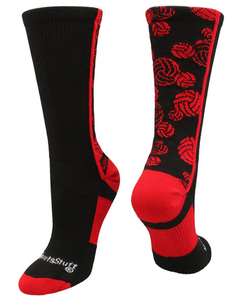 MadSportsStuff socks Black/Red / Small Crazy Volleyball Logo Crew Socks (multiple colors)