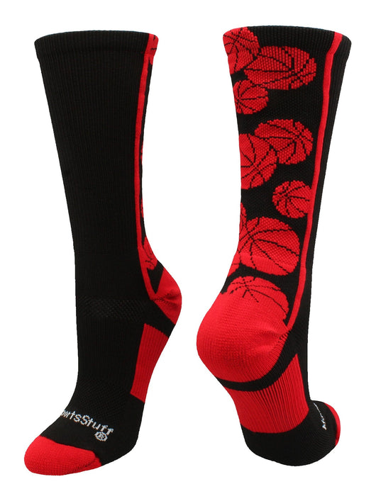 MadSportsStuff socks Black/Red / X-Large Crazy Basketball Logo Crew Socks (multiple colors)