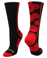 MadSportsStuff socks Black/Red / X-Large Crazy Basketball Logo Crew Socks (multiple colors)