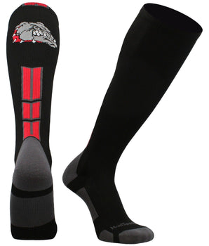 MadSportsStuff socks Black/Scarlet / Large Bulldog Logo Over the Calf Socks