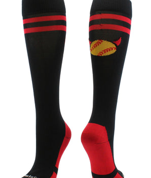MadSportsStuff socks Black/Scarlet / Large Devils Tall Socks for Softball