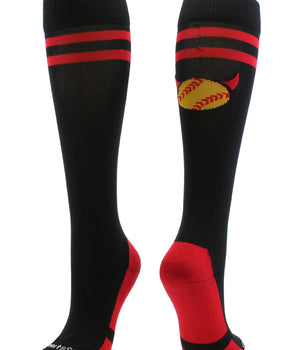 MadSportsStuff socks Black/Scarlet / Large Devils Tall Socks for Softball