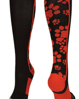 MadSportsStuff socks Black/Scarlet / Medium Crazy Socks with Paws Over the Calf (multiple colors)