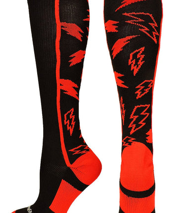 MadSportsStuff socks Black/Scarlet / Small Crazy Socks with Lightning Bolts (multiple colors)