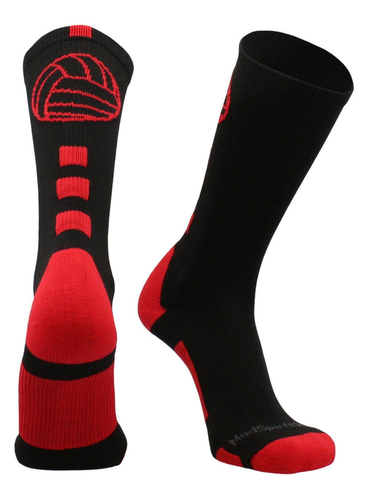 MadSportsStuff socks Black/Scarlet / Small Volleyball Logo Crew Socks (multiple colors)