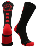 MadSportsStuff socks Black/Scarlet / Small Volleyball Logo Crew Socks (multiple colors)