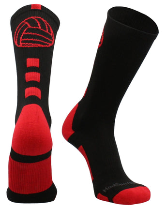 MadSportsStuff socks Black/Scarlet / Small Volleyball Logo Crew Socks (multiple colors)