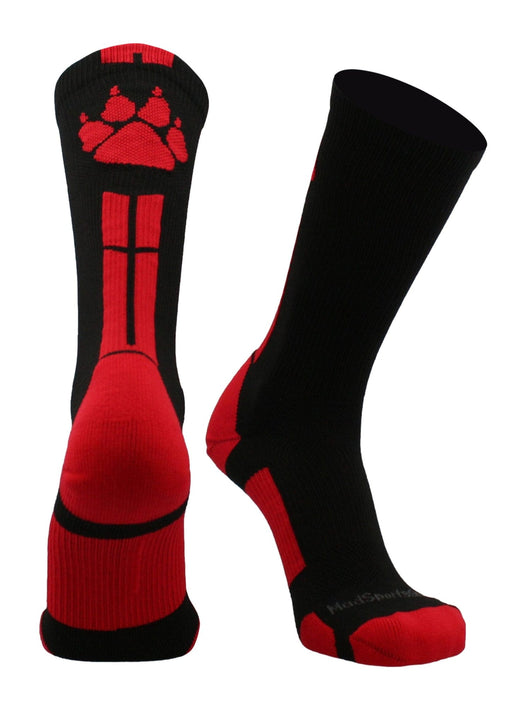 MadSportsStuff socks Black/Scarlet / Small Wild Paws Athletic Crew Socks (multiple colors)