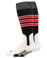 MadSportsStuff socks Black/Scarlet/White / X-Large Striped Baseball Stirrup Socks Dugout Pattern D