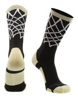 MadSportsStuff socks Black/Vegas Gold / Large Elite Basketball Socks with Net Crew length - made in the USA