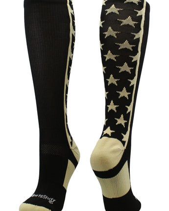 MadSportsStuff socks Black/Vegas Gold / Small All Stars Socks Over the Calf Socks Softball Soccer