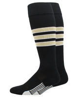 MadSportsStuff socks Black/Vegas Gold/White / Large Striped Baseball Socks Over the Calf Dugout Pattern D