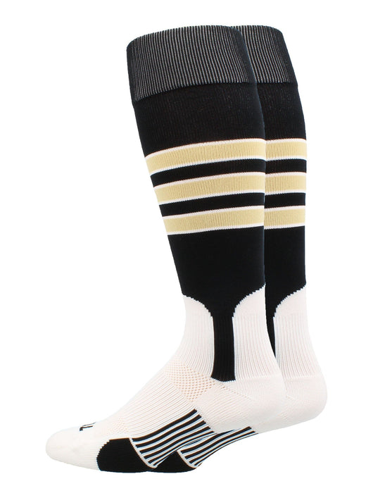 MadSportsStuff socks Black/Vegas Gold/White / X-Large Striped Baseball Stirrup Socks Dugout Pattern D