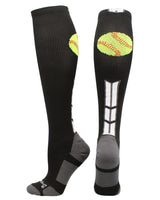 MadSportsStuff socks Black/White/Graphite / Large Softball Logo Over the Calf Socks (multiple colors)