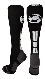 MadSportsStuff socks Black/White/Graphite / Small Soccer Socks with Soccer Ball Logo Over the Calf (multiple colors)