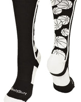 MadSportsStuff socks Black/White / Large Crazy Basketball Logo Crew Socks (multiple colors)