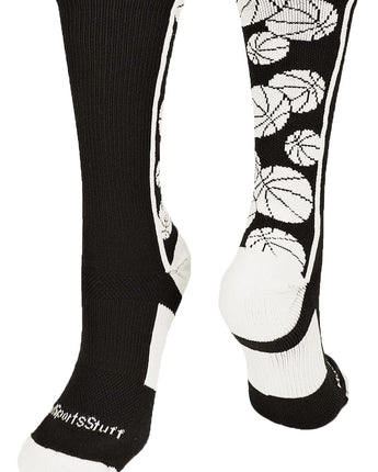 MadSportsStuff socks Black/White / Large Crazy Basketball Logo Crew Socks (multiple colors)