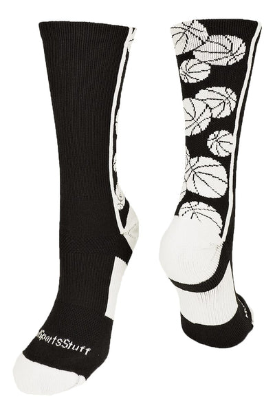 MadSportsStuff socks Black/White / Large Crazy Basketball Logo Crew Socks (multiple colors)