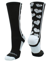 MadSportsStuff socks Black/White / Large Crazy Love Volleyball Hearts Crew Socks