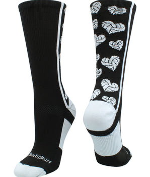 MadSportsStuff socks Black/White / Large Crazy Love Volleyball Hearts Crew Socks
