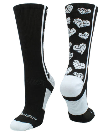 MadSportsStuff socks Black/White / Large Crazy Love Volleyball Hearts Crew Socks