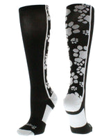 MadSportsStuff socks Black/White / Large Crazy Socks with Paws Over the Calf (multiple colors)