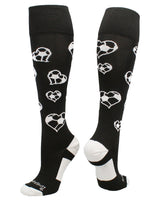 MadSportsStuff socks Black/White / Large Love Soccer Hearts Socks Over the Calf