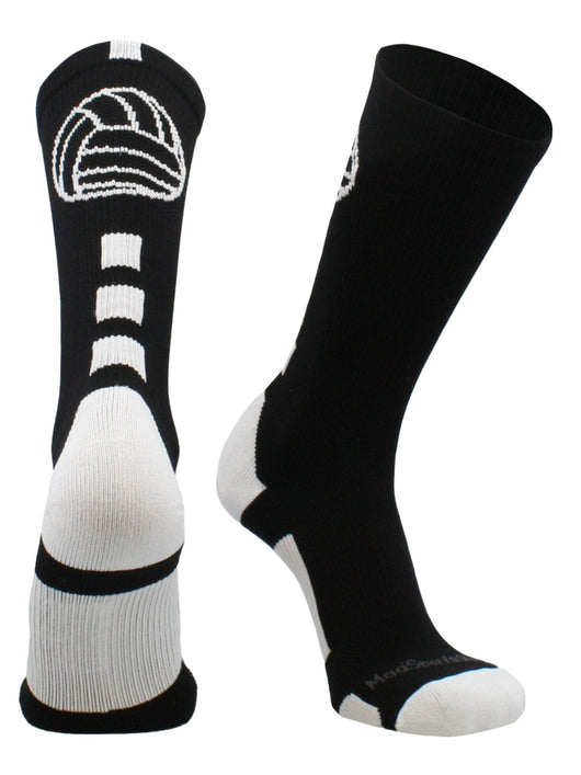 MadSportsStuff socks Black/White / Large Volleyball Logo Crew Socks (multiple colors)
