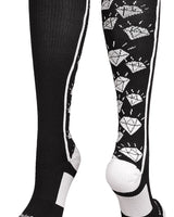 MadSportsStuff socks Black/White / Small Crazy Socks with Diamonds Over the Calf  (multiple colors)