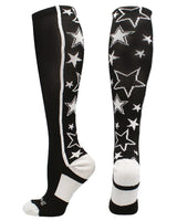 MadSportsStuff socks Black/White / Small Crazy Socks with Stars Over the Calf Socks (multiple colors)