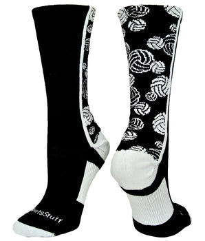 MadSportsStuff socks Black/White / Small Crazy Volleyball Logo Crew Socks (multiple colors)