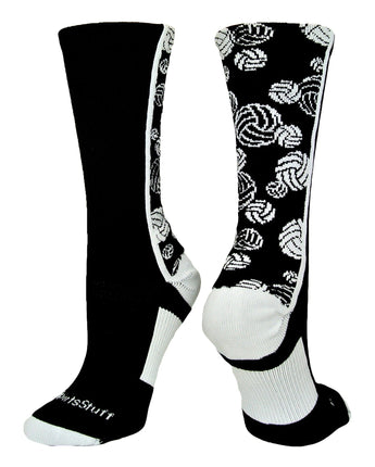 MadSportsStuff socks Black/White / Small Crazy Volleyball Logo Crew Socks (multiple colors)