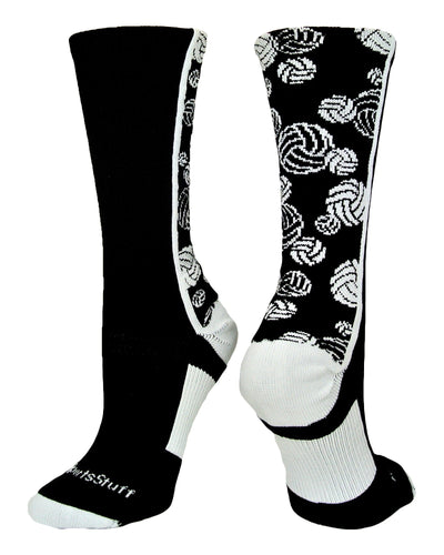 MadSportsStuff socks Black/White / Small Crazy Volleyball Logo Crew Socks (multiple colors)
