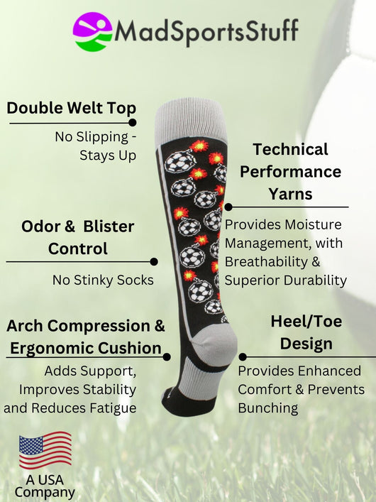 MadSportsStuff socks Bomber Soccer Socks Over the Calf length (multiple colors)