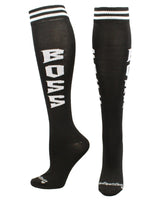 MadSportsStuff socks Boss - Black/White / Large Personality Word Socks Over the Calf Length