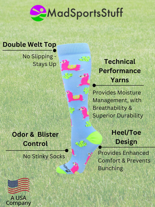 MadSportsStuff socks Cactus and Llama Socks Over the Calf Length