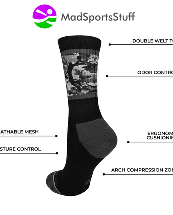 MadSportsStuff socks Camo Basketball Socks with Player Silhouette