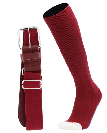 MadSportsStuff socks Cardinal / Large Pro Line Softball Socks and Belt Combo Youth and Adult