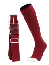 MadSportsStuff socks Cardinal / Large Pro Line Softball Socks and Belt Combo Youth and Adult