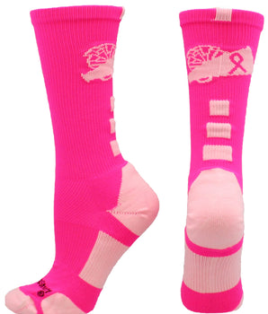 MadSportsStuff socks Cheer Breast Cancer Awareness Socks