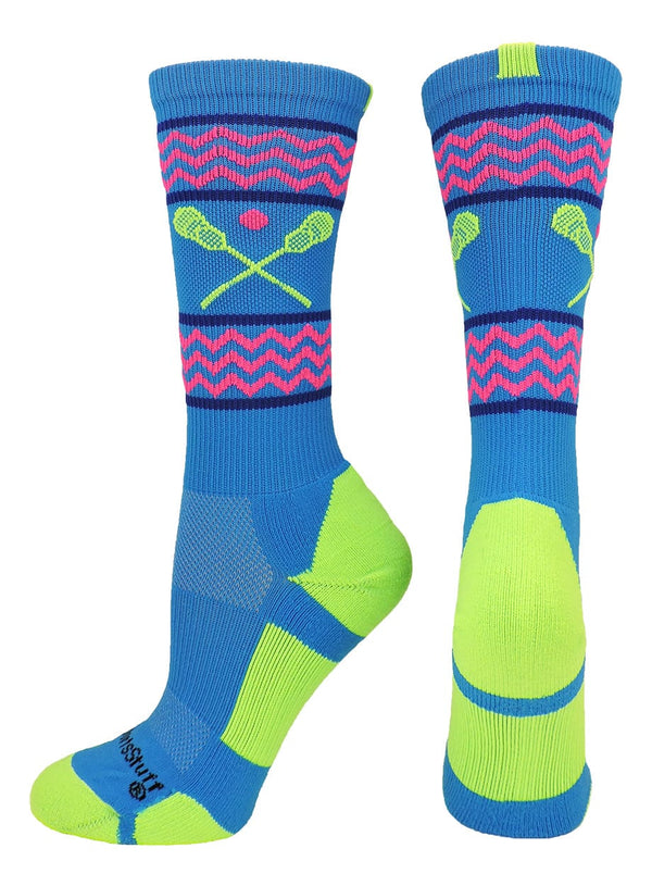 MadSportsStuff socks Chevron Girls Lacrosse Socks with Lacrosse Sticks Athletic Crew Socks