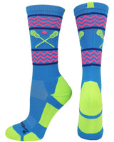 MadSportsStuff socks Chevron Girls Lacrosse Socks with Lacrosse Sticks Athletic Crew Socks