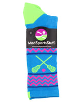 MadSportsStuff socks Chevron Girls Lacrosse Socks with Lacrosse Sticks Athletic Crew Socks