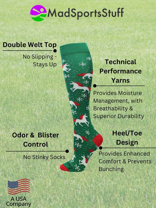 MadSportsStuff socks Christmas Unicorn Socks Over the Calf